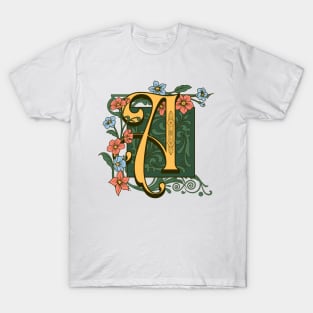 Floral Design, Calligraphy Of Letter  A T-Shirt